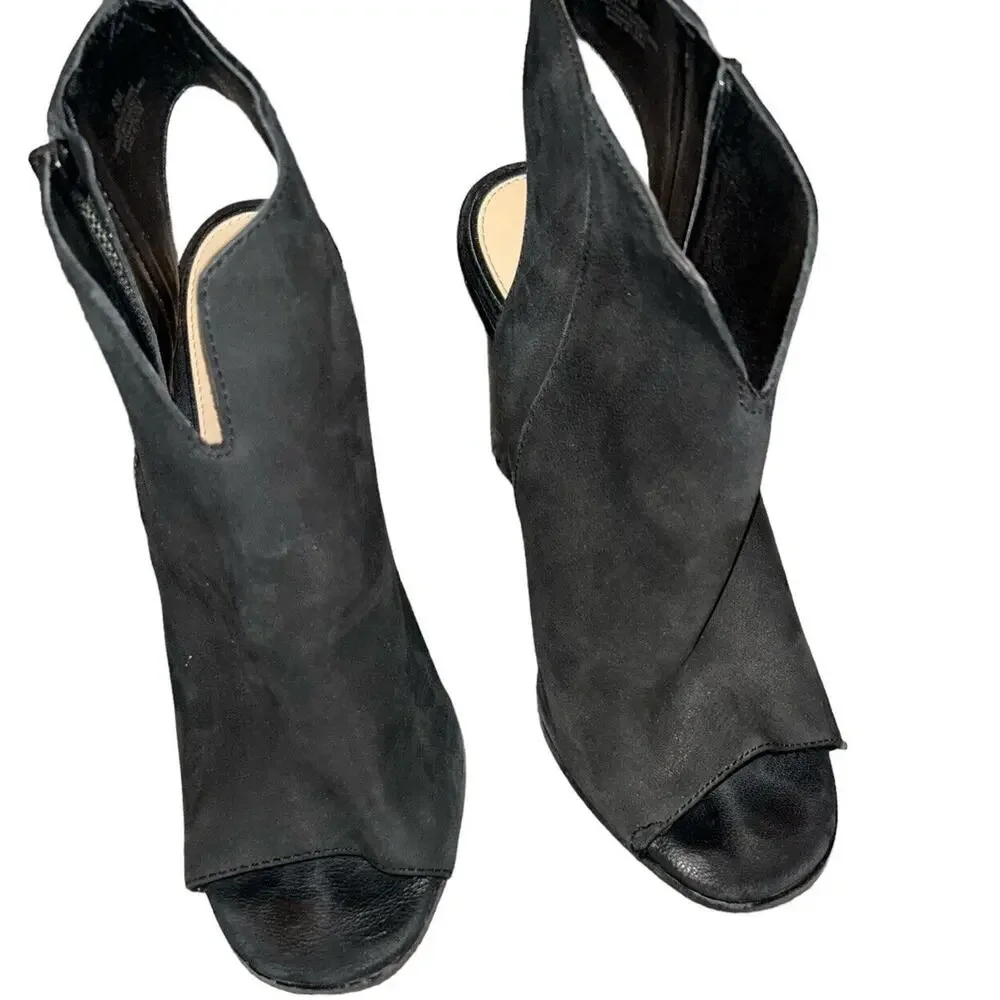 Gianni Bini Womens Sz 8 Suede Ankle‎ Booties Black Zip Side Block Heels